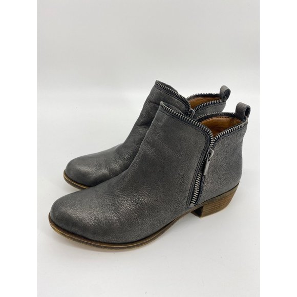Lucky Brand Basel Silver/Grey Leather Ankle Boot Size 7.5M - Picture 2 of 5